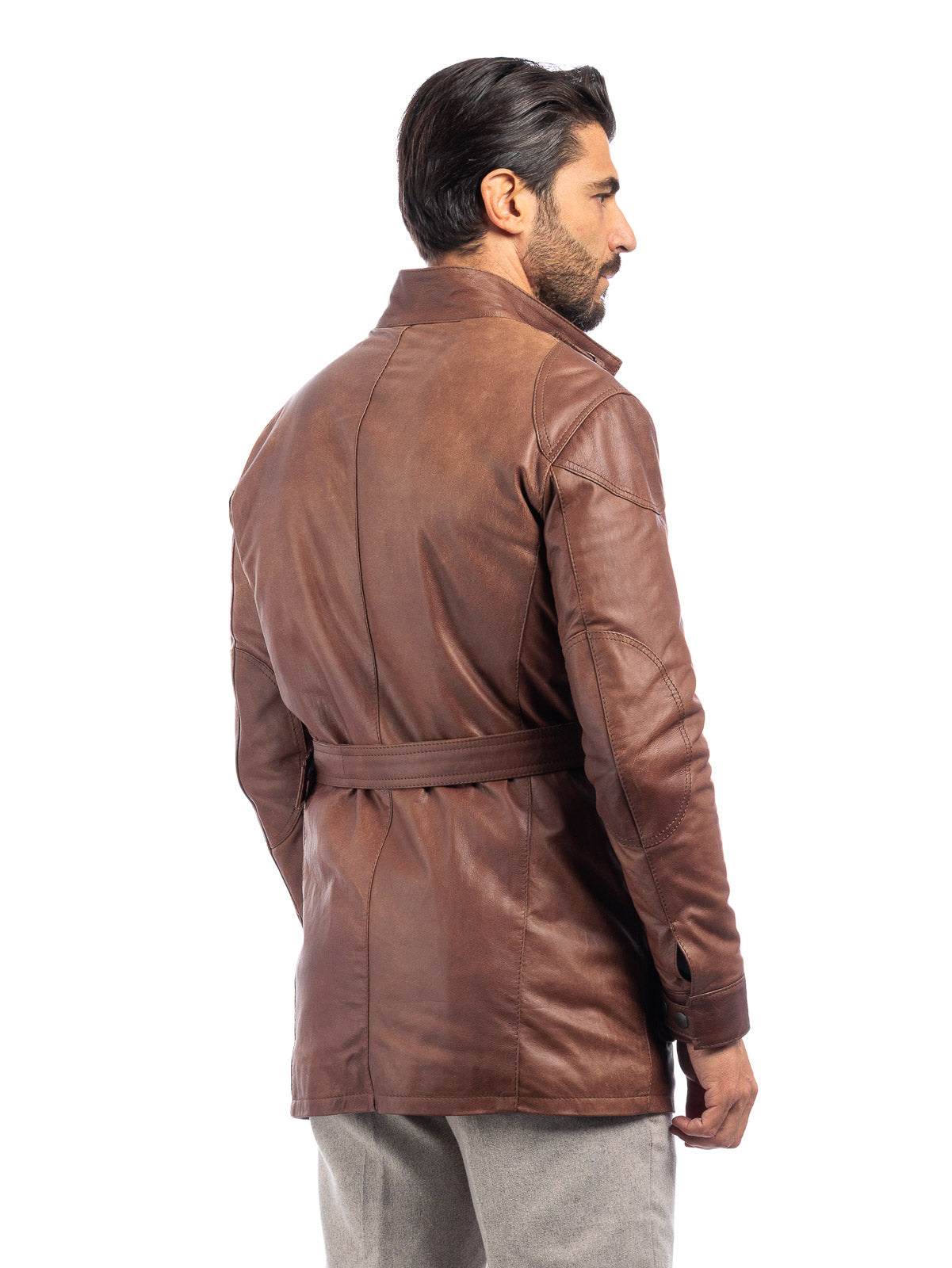 Giacca in vera pelle uomo BELL + con zip marrone