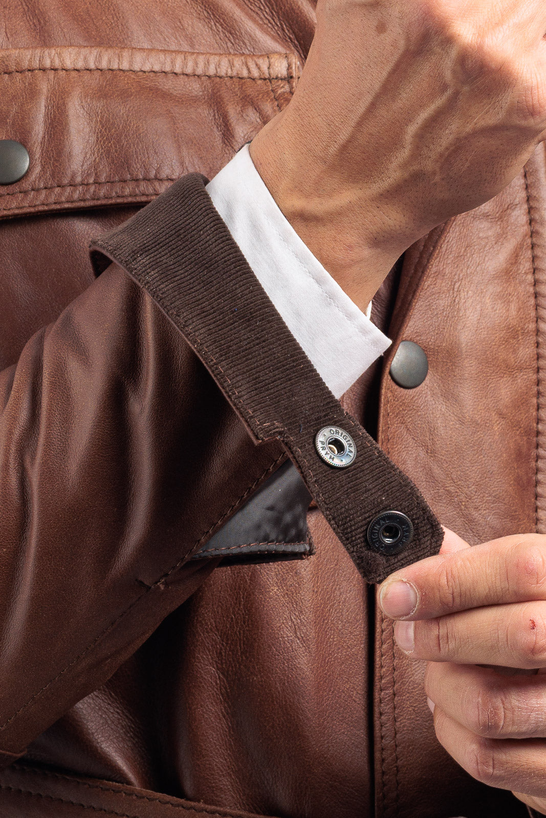 Giacca in vera pelle uomo BELL + con zip marrone