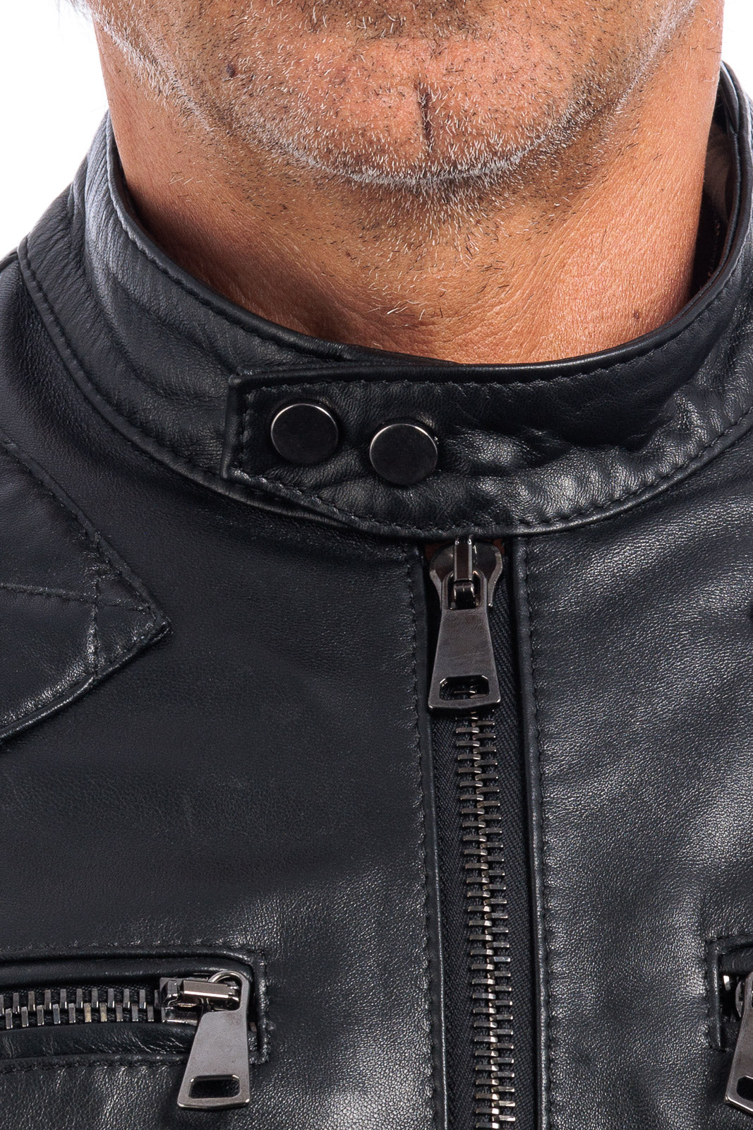 Giacca in vera pelle uomo con zip BEK
