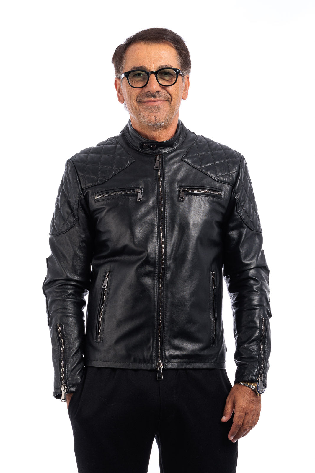 Giacca in vera pelle uomo con zip BEK