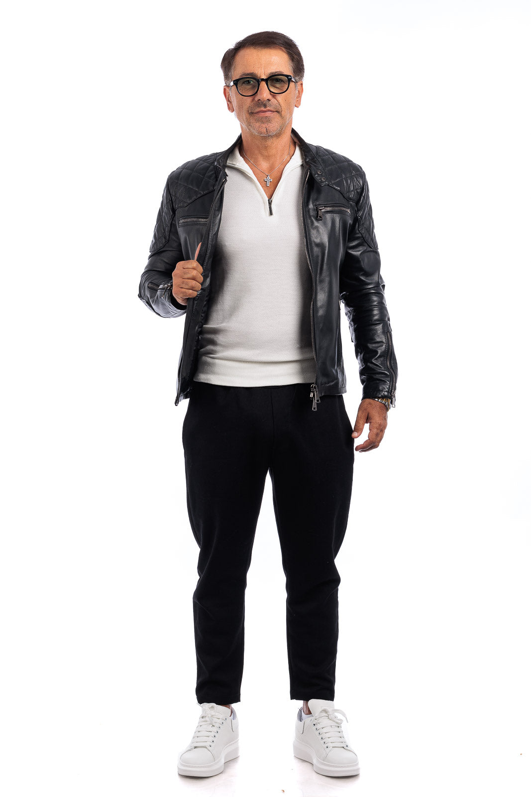 Giacca in vera pelle uomo con zip BEK