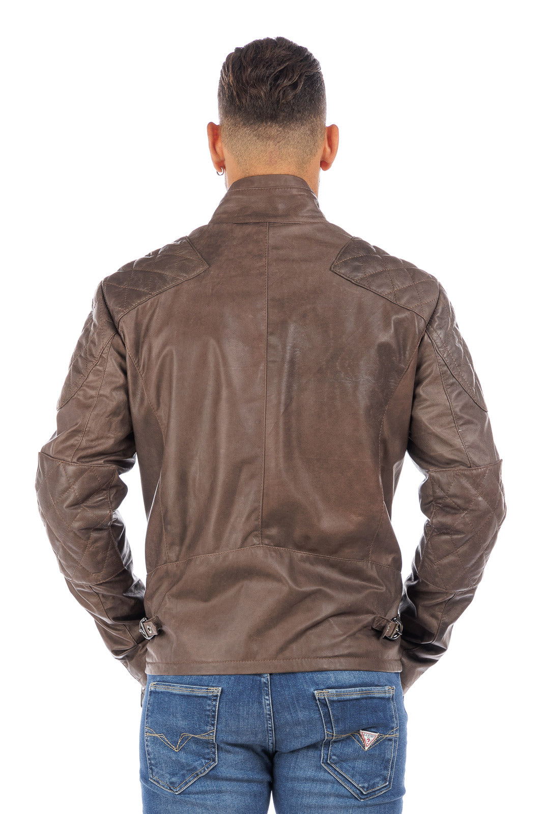 Giacca in pelle naturale uomo con zip BEK