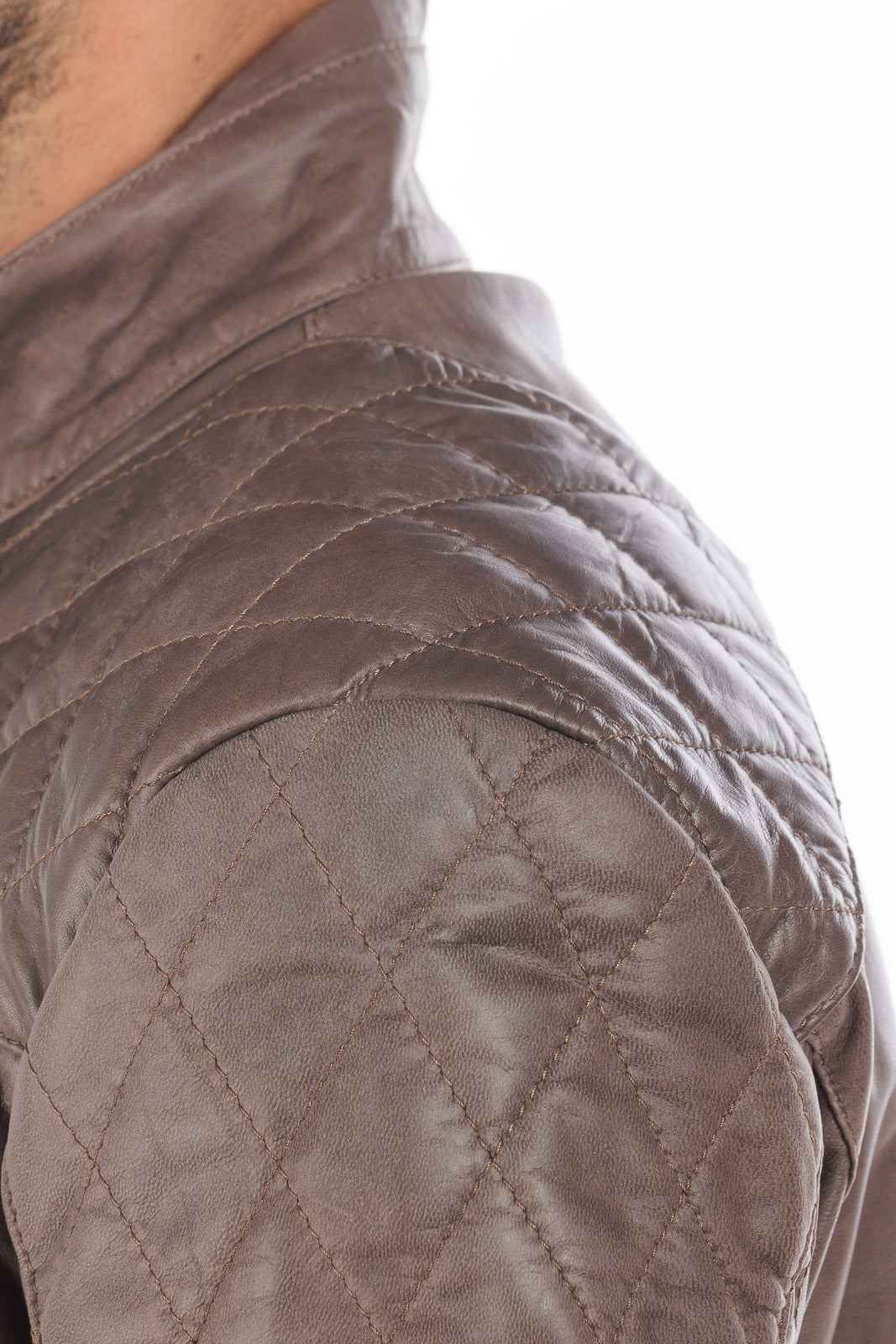Giacca in pelle naturale uomo con zip BEK