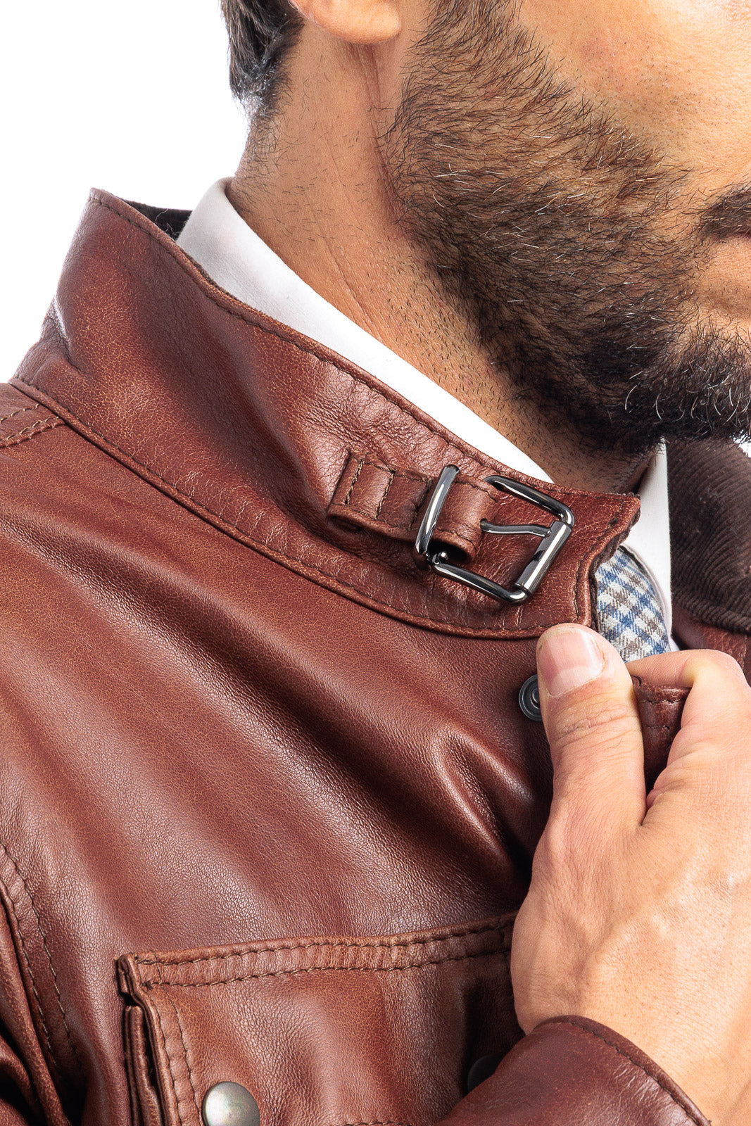 Giacca in vera pelle uomo con zip BELL sc marrone