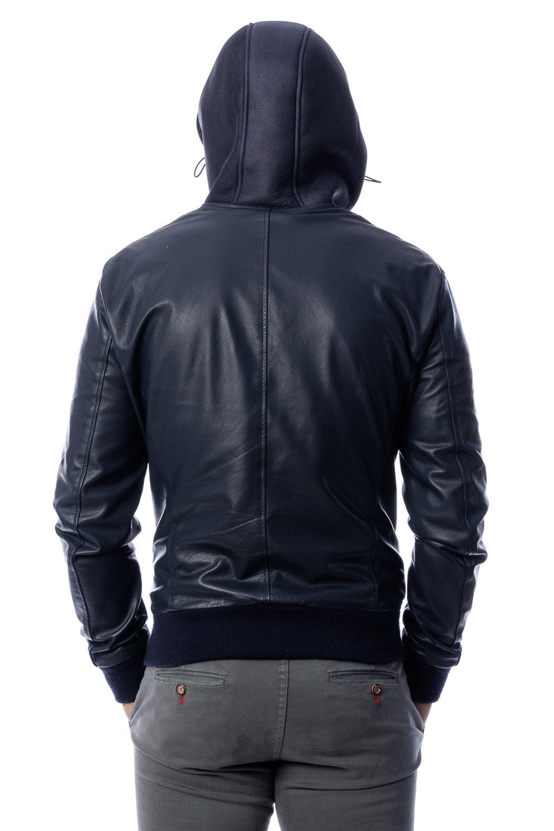 Bomber montone uomo con zip Polo Shearling blu