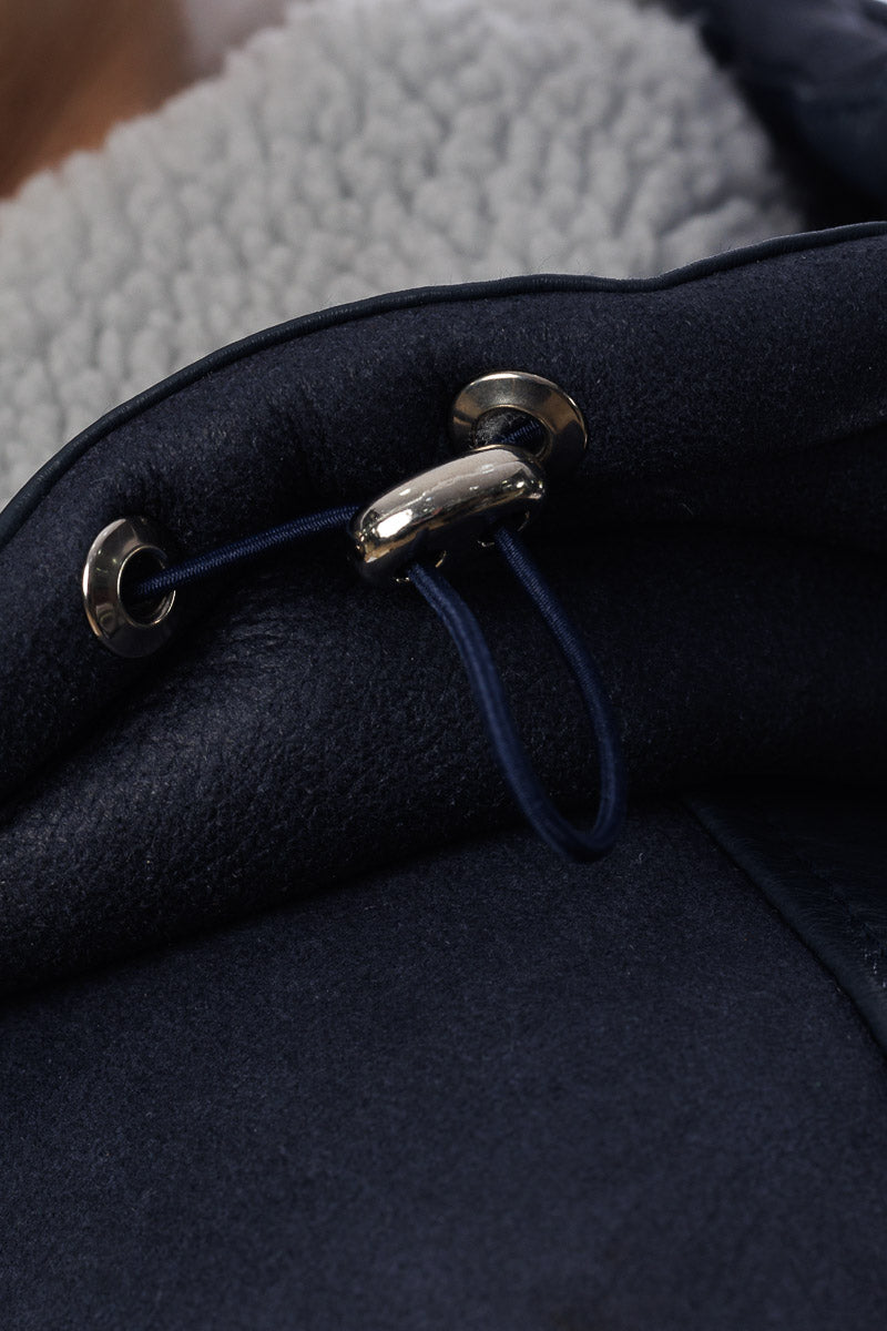 Bomber montone uomo con zip Polo Shearling blu