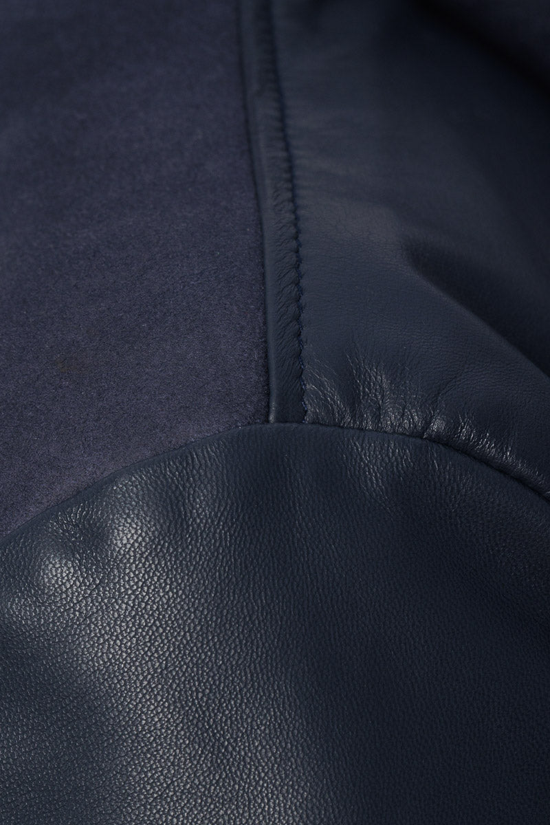 Bomber montone uomo con zip Polo Shearling blu