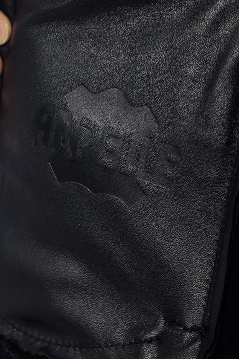 Bomber in vera pelle uomo con zip Polo Shearling nero