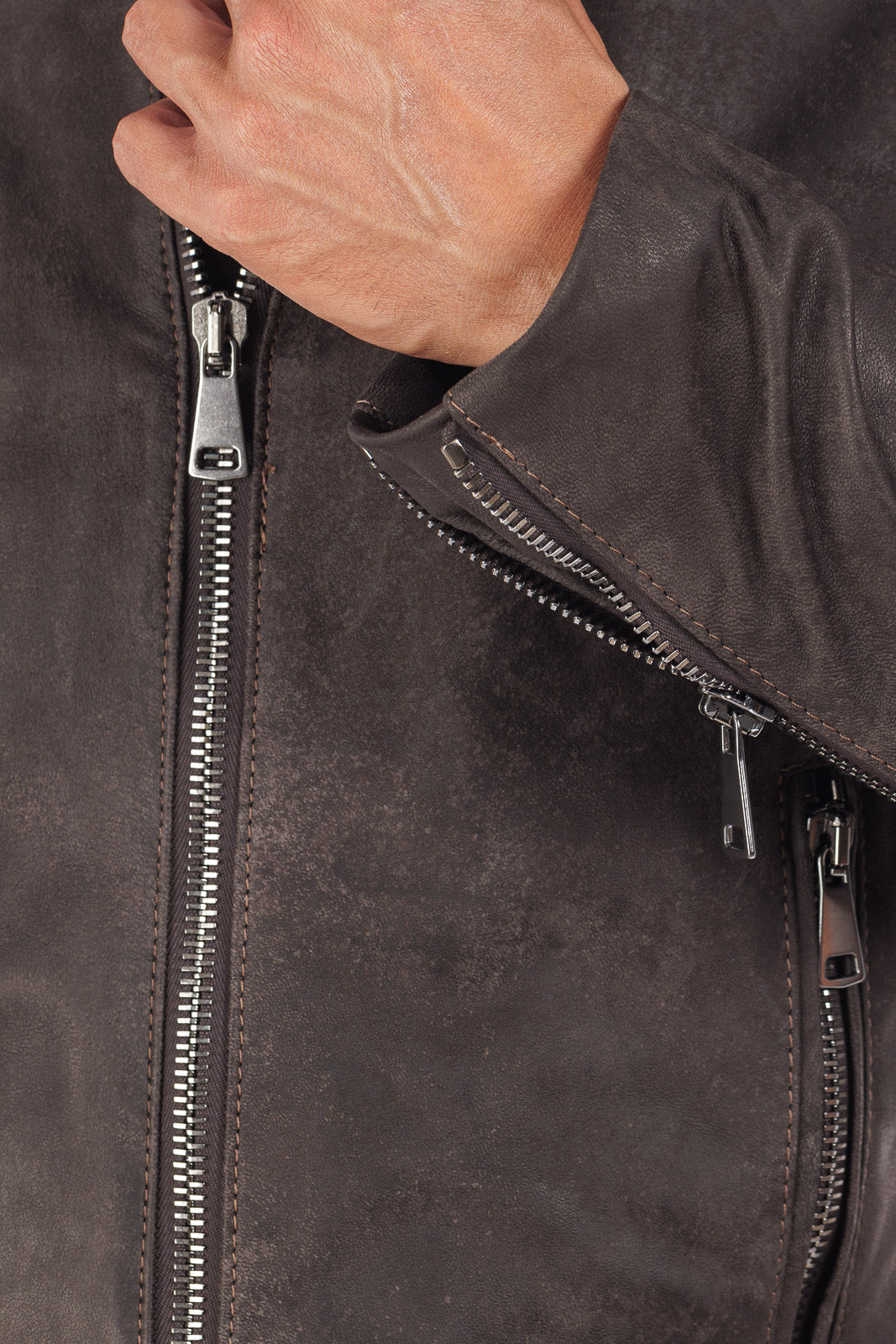 Giacca in vera pelle naturale uomo con zip Reese