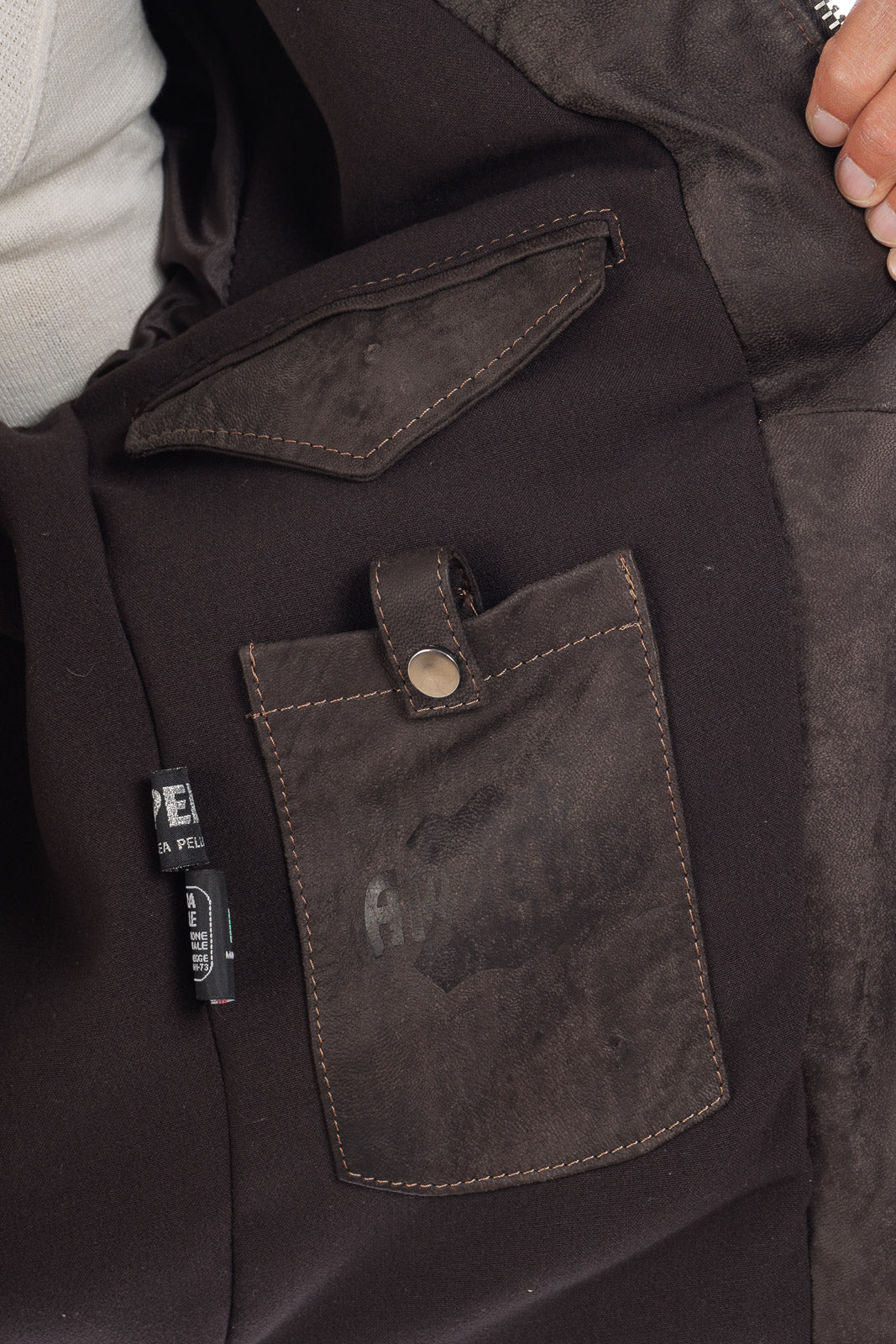 Giacca in vera pelle naturale uomo con zip Reese
