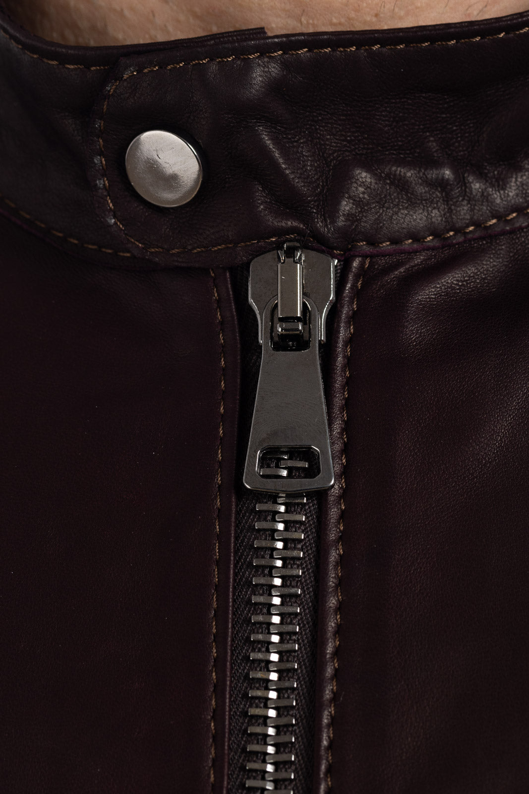 Giacca in vera pelle uomo con zip Reese testa di moro