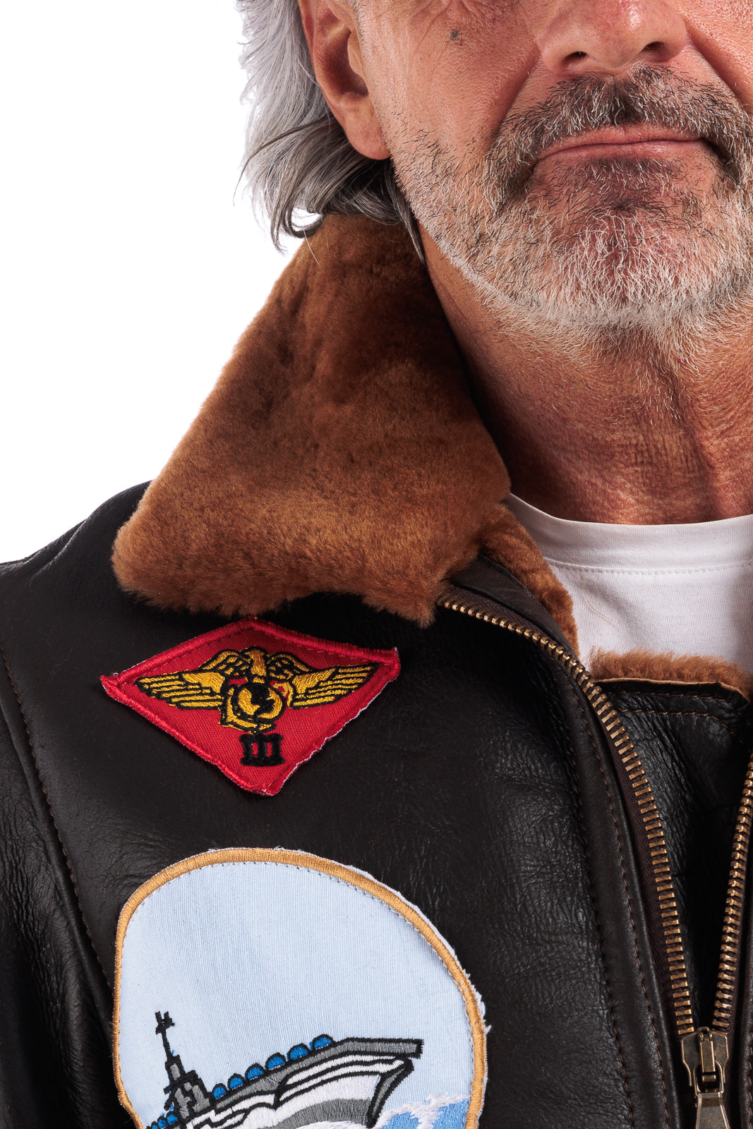 Giacca interamente in montone con zip uomo TOP GUN