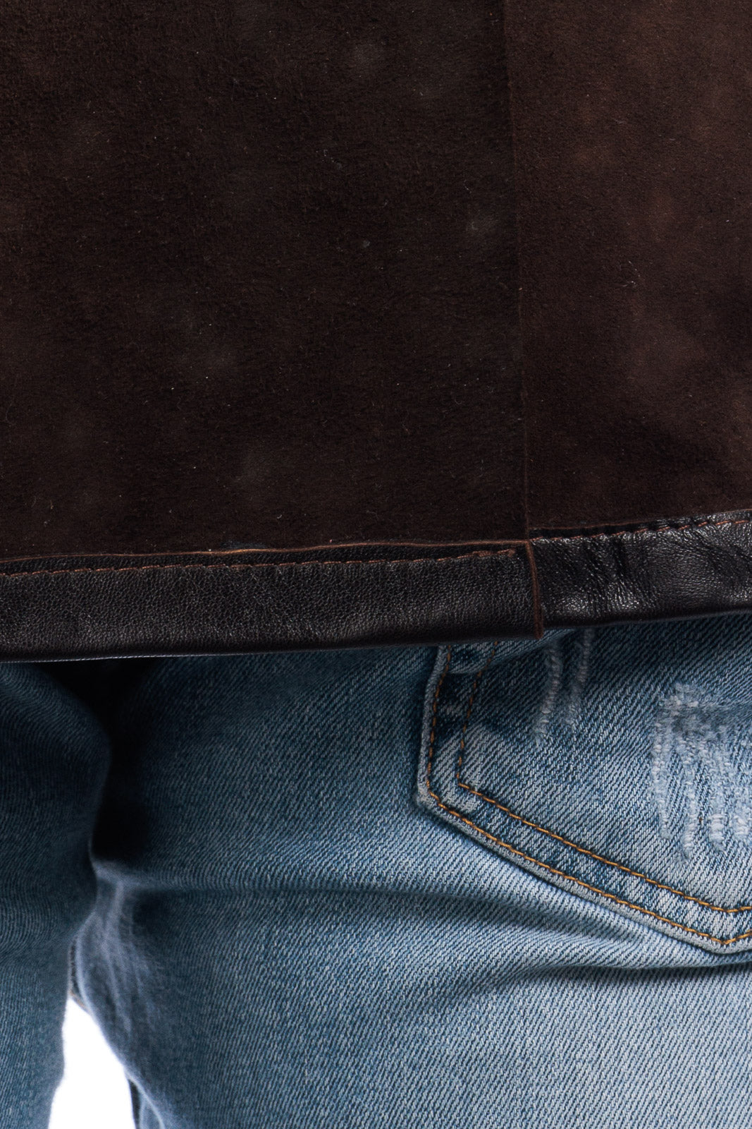 Giacca sahariana double face in pelle e camoscio idrorepellente uomo testa di moro