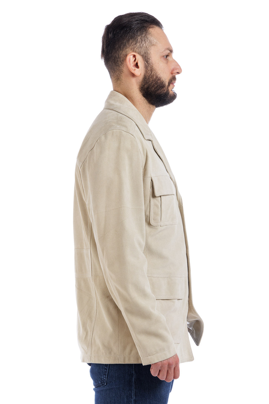 Giacca sahariana in camoscio uomo ghiaccio