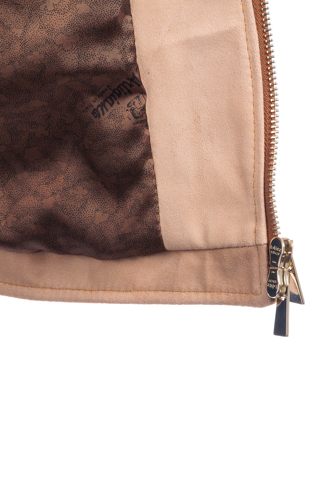 Giacca salmone in camoscio di renna donna con zip PIT 2