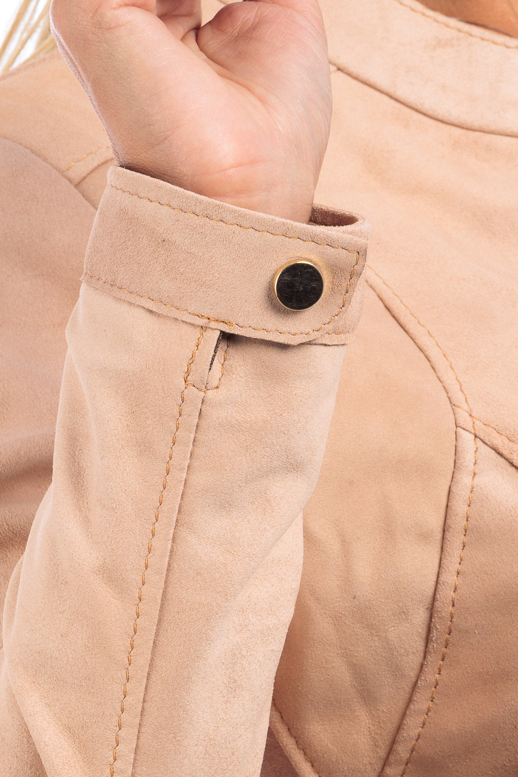 Giacca salmone in camoscio di renna donna con zip PIT 2