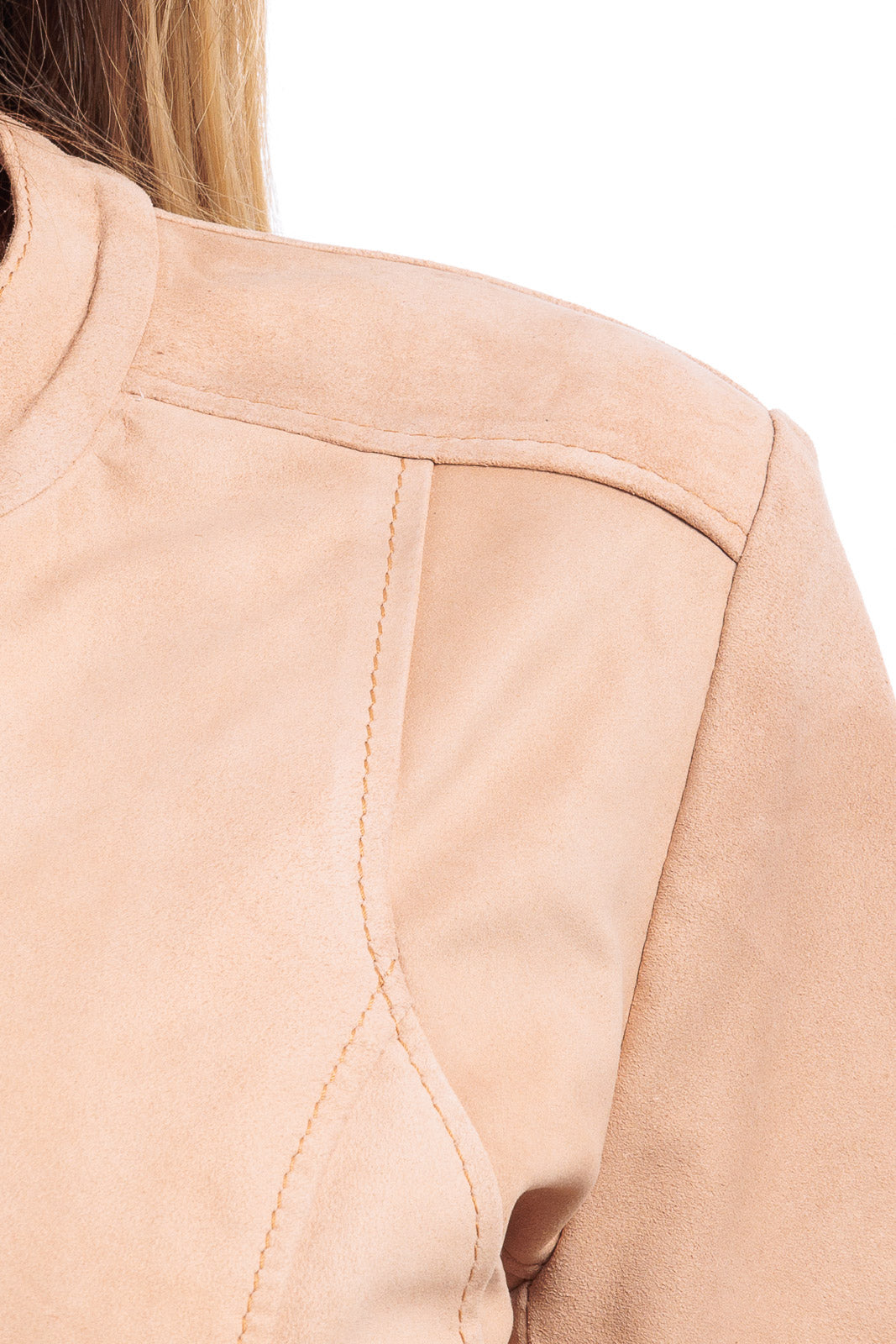 Giacca salmone in camoscio di renna donna con zip PIT 2