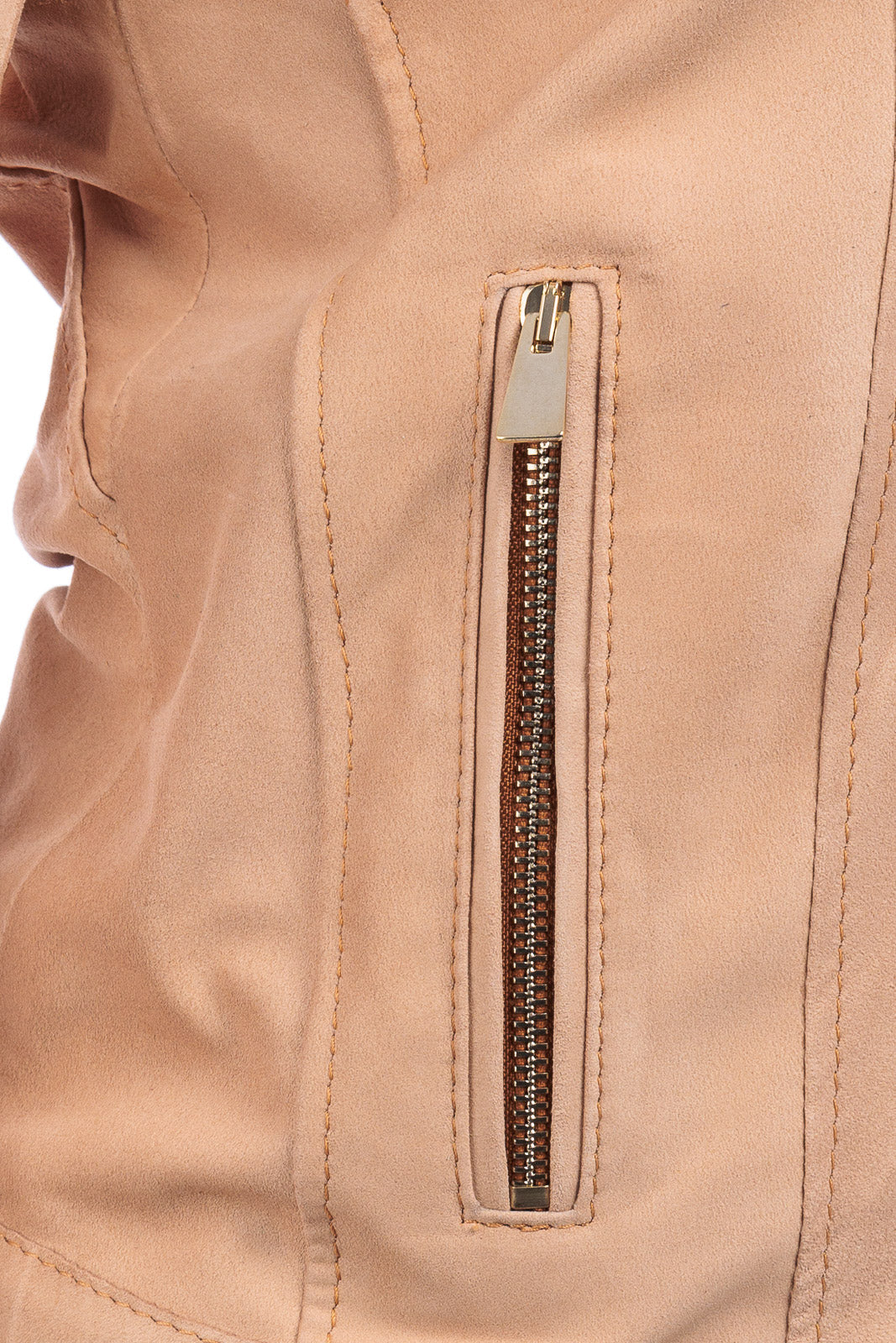 Giacca salmone in camoscio di renna donna con zip PIT 2