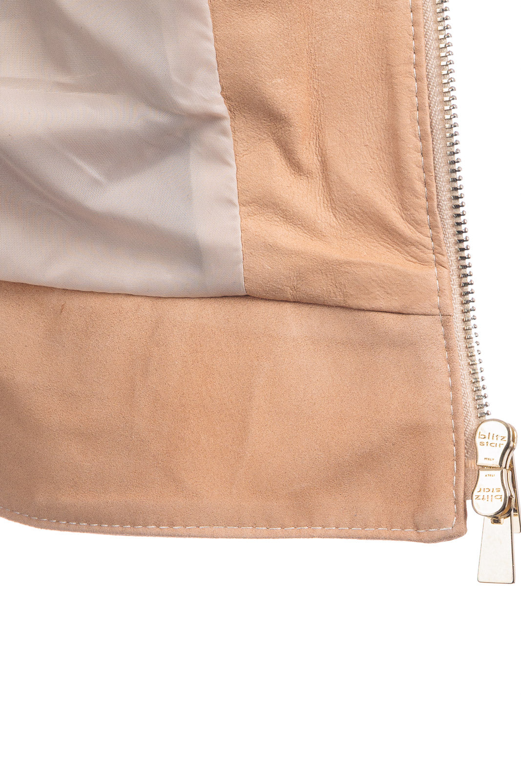Giacca salmone in camoscio di renna donna con zip PIT
