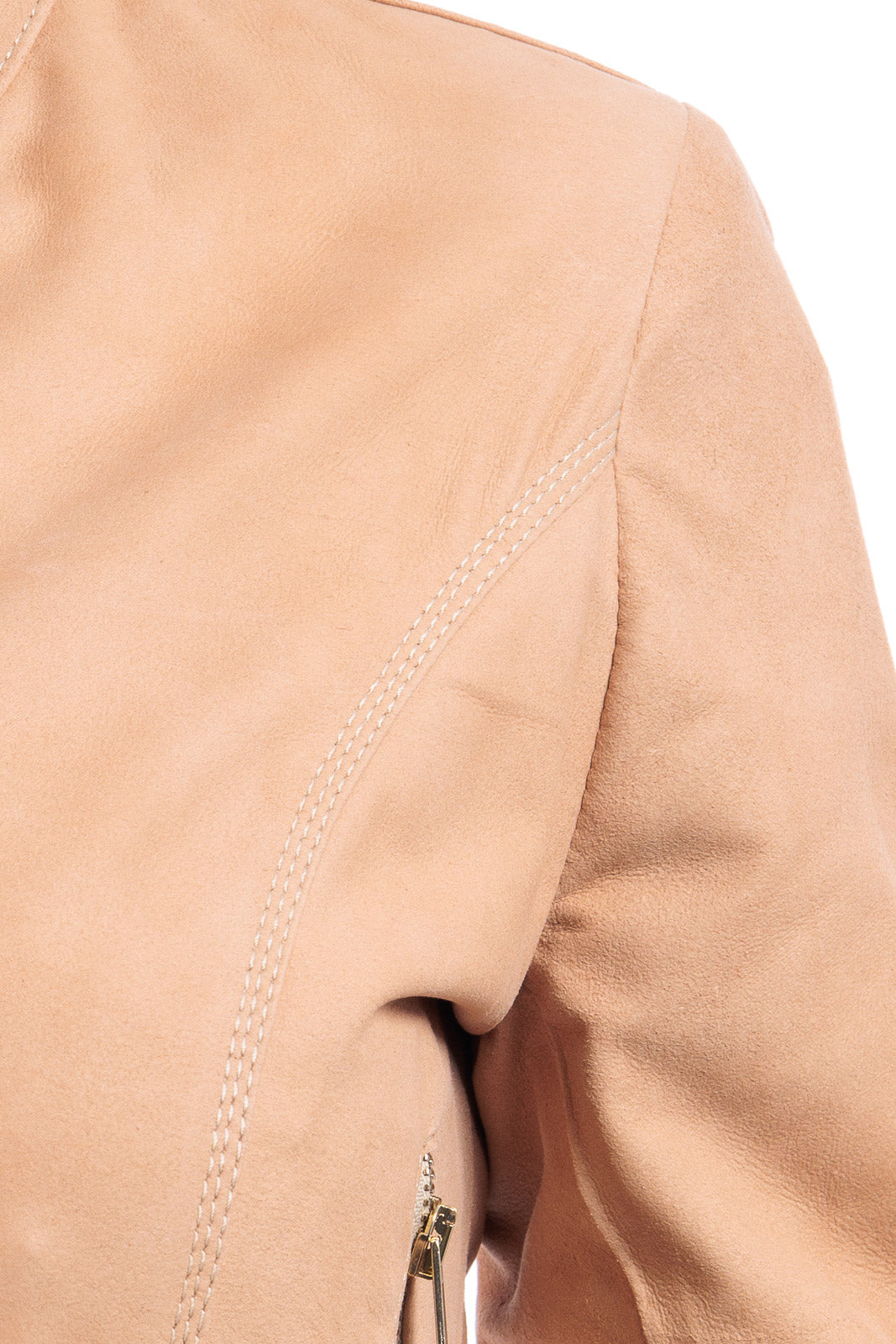 Giacca salmone in camoscio di renna donna con zip PIT