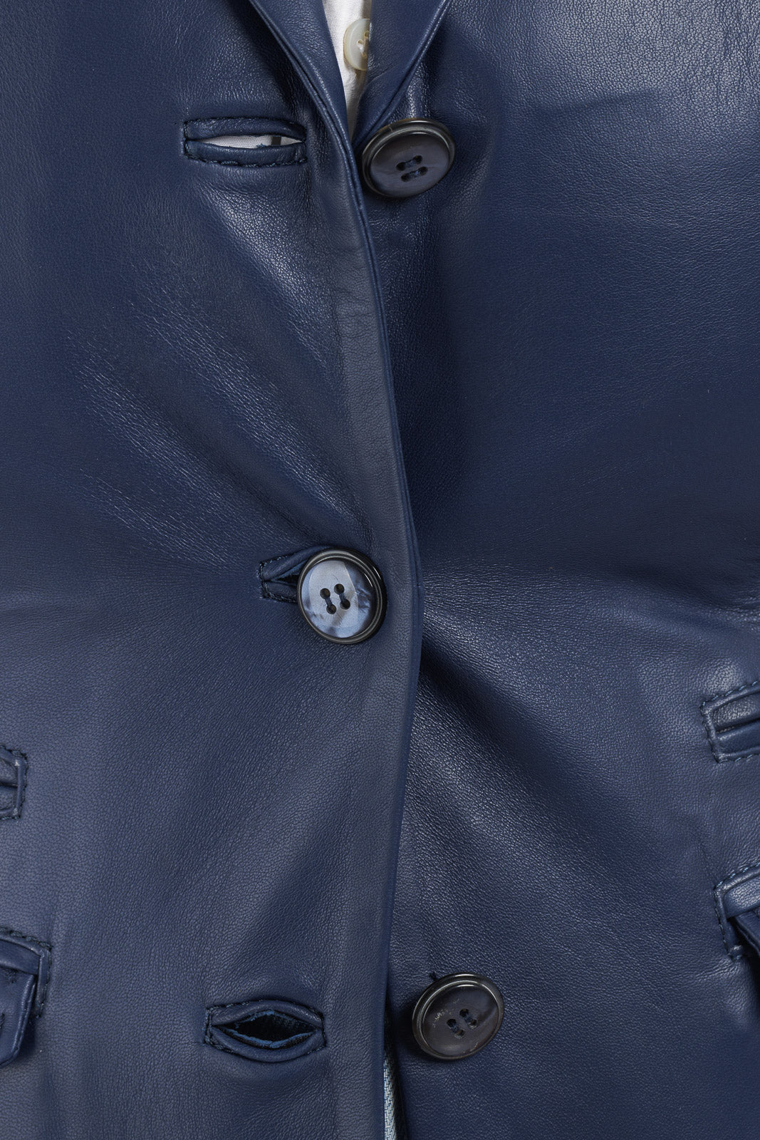 Giacca smanicato in pelle donna blu