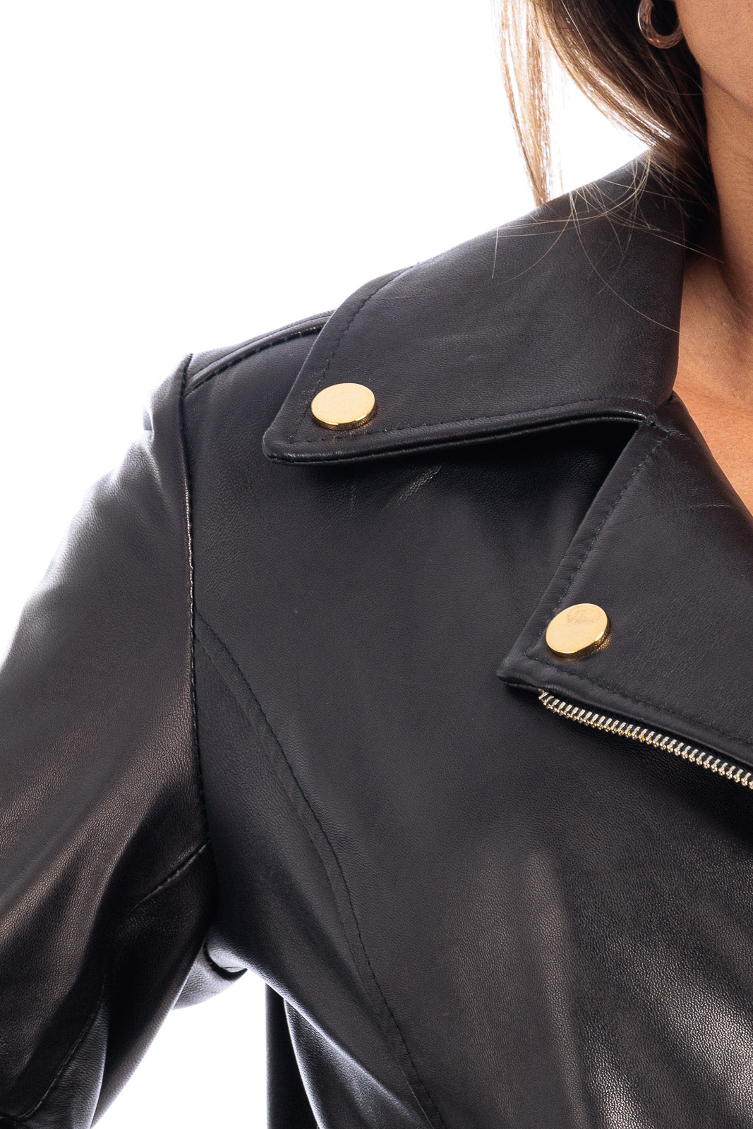 Giacca in pelle donna con zip Chiodo nero
