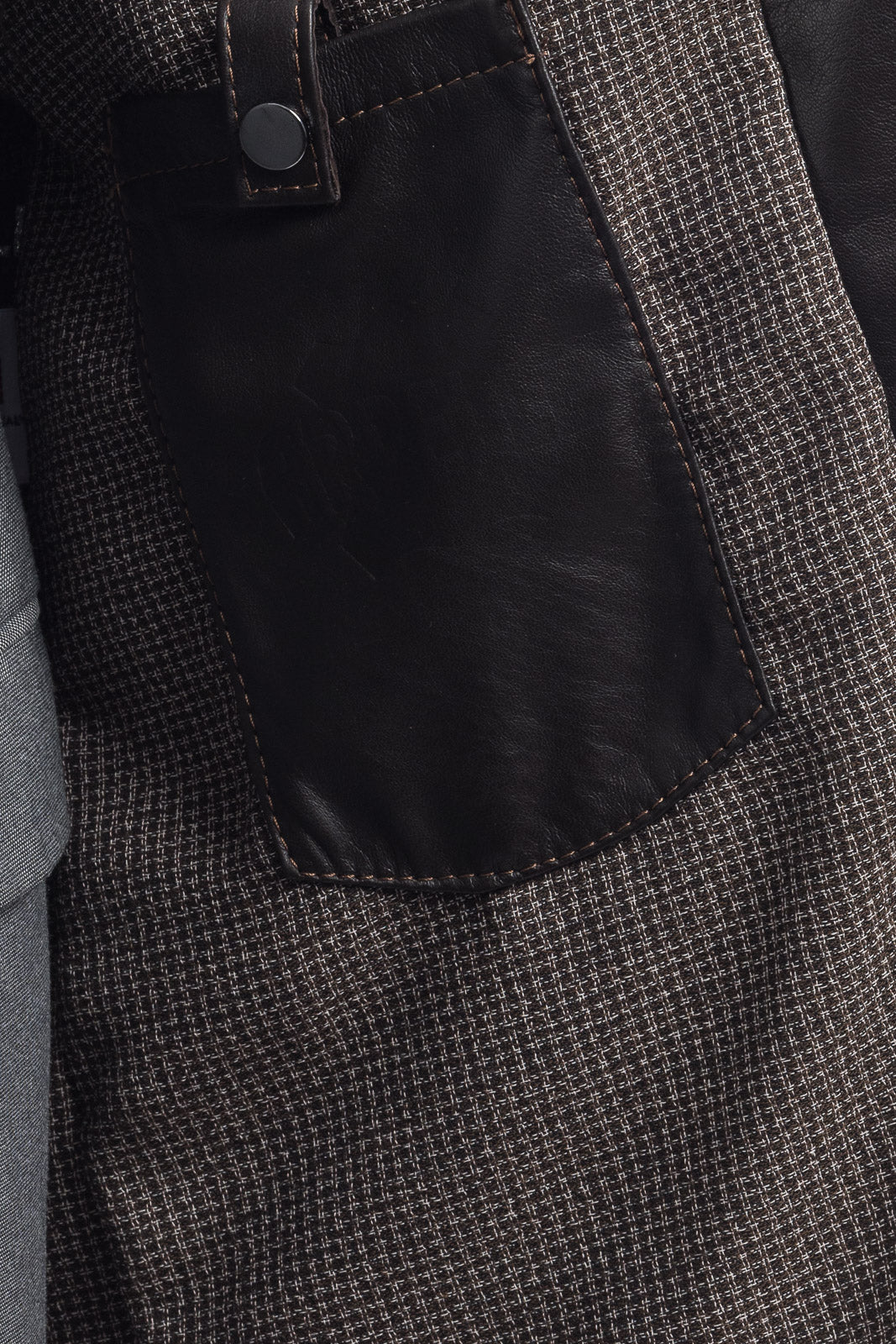 Parka uomo in vera pelle con zip testa di moro