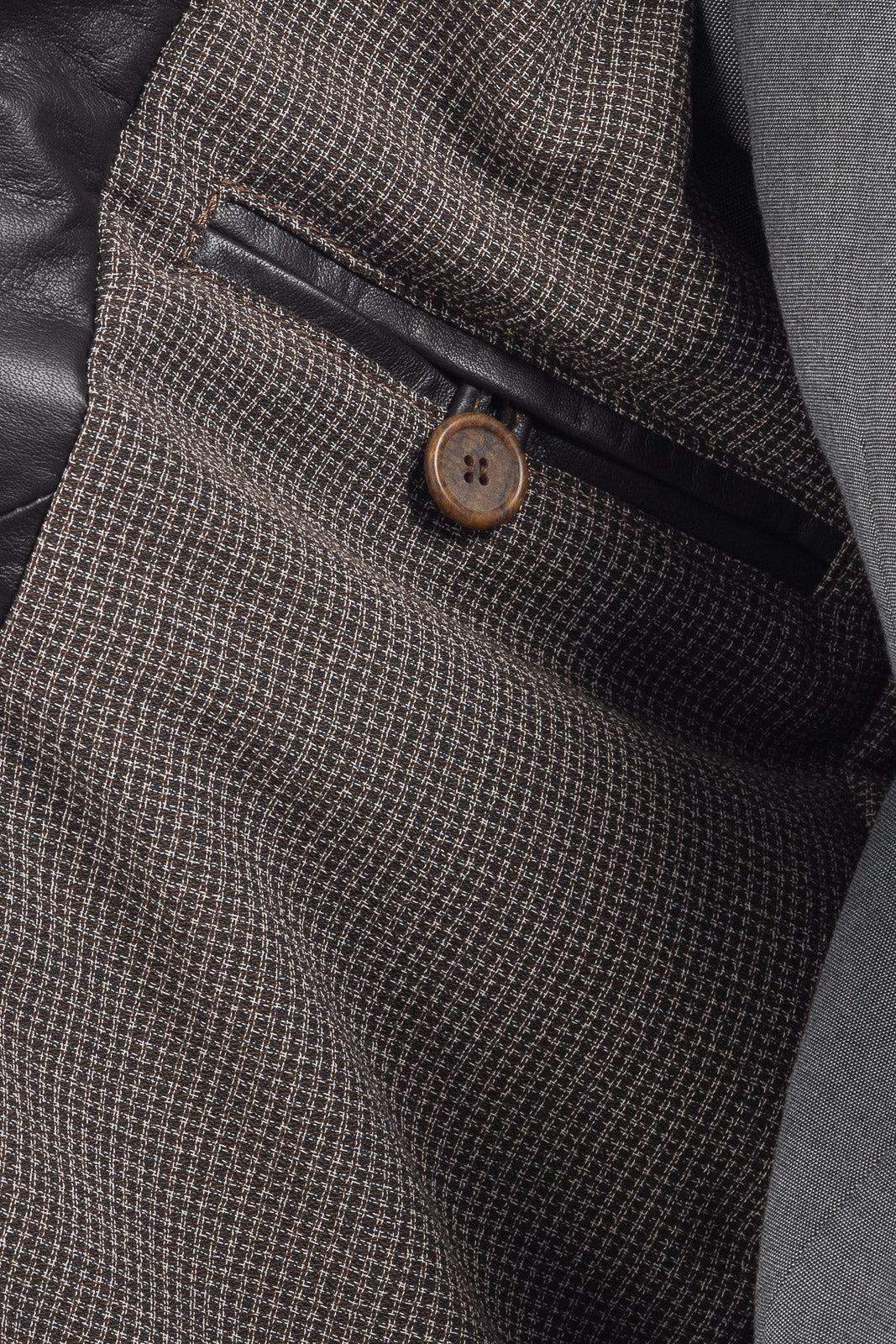Parka uomo in vera pelle con zip testa di moro