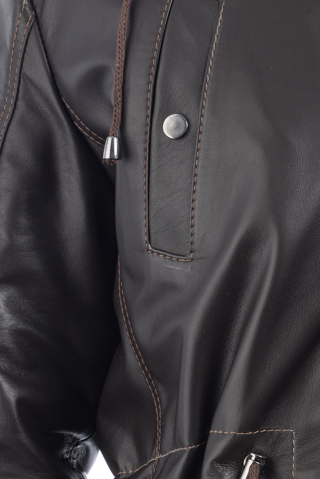 Parka uomo in vera pelle con zip testa di moro