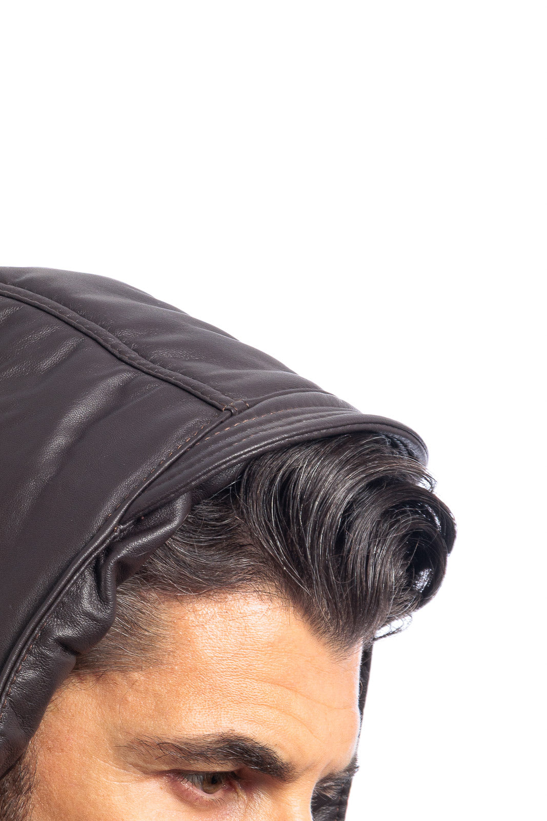 Piumino in vera pelle uomo con zip marrone