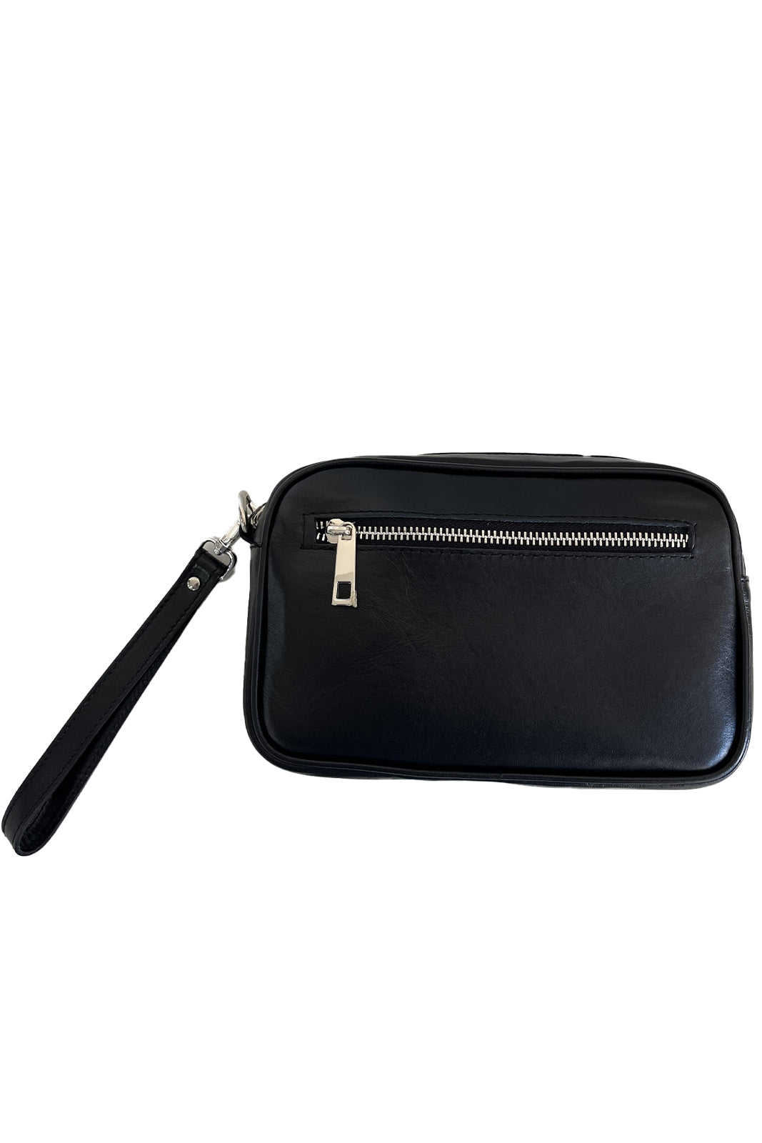 Pochette nera in vera pelle