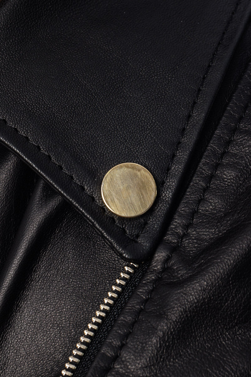 Smanicato in pelle nero accessori oro