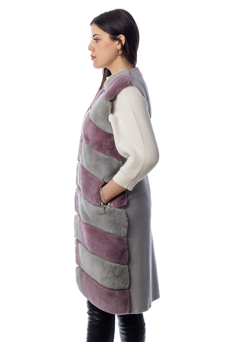 Smanicato in pelliccia donna Rex Cincilla rosa