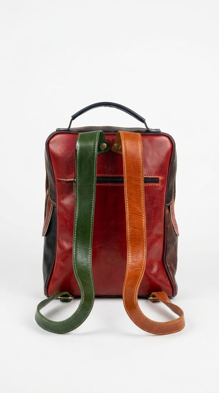 Zaino nero in pelle uomo brd light multicolor