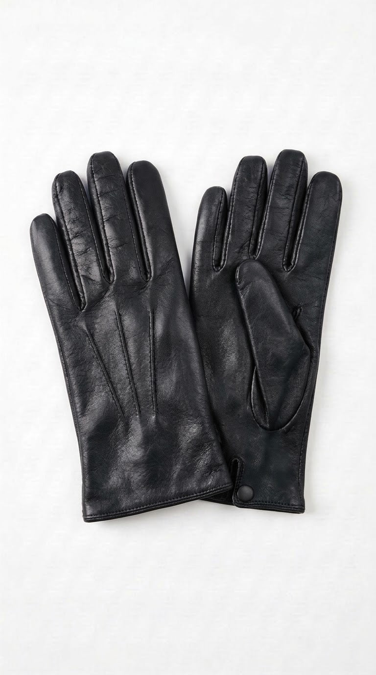 Guanto in vera pelle TOUCH da uomo 3 stripes nero bot foderato cashmire