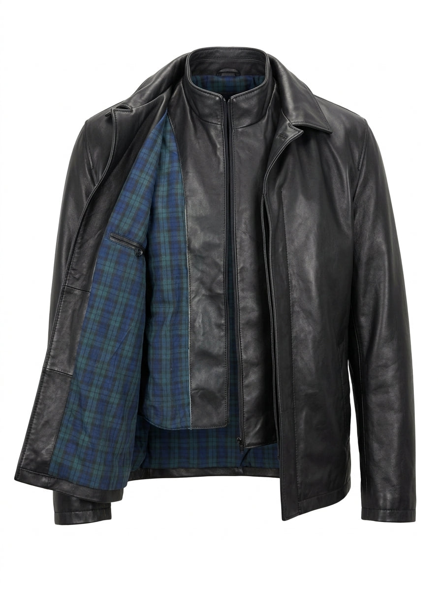 Giaccone in vera pelle FAY uomo nero