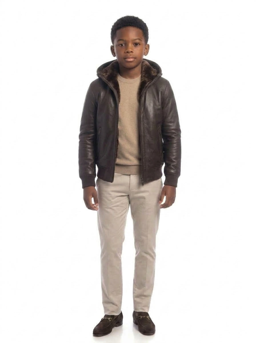 Bomber montone con zip Polo Shearling testa di moro bambino