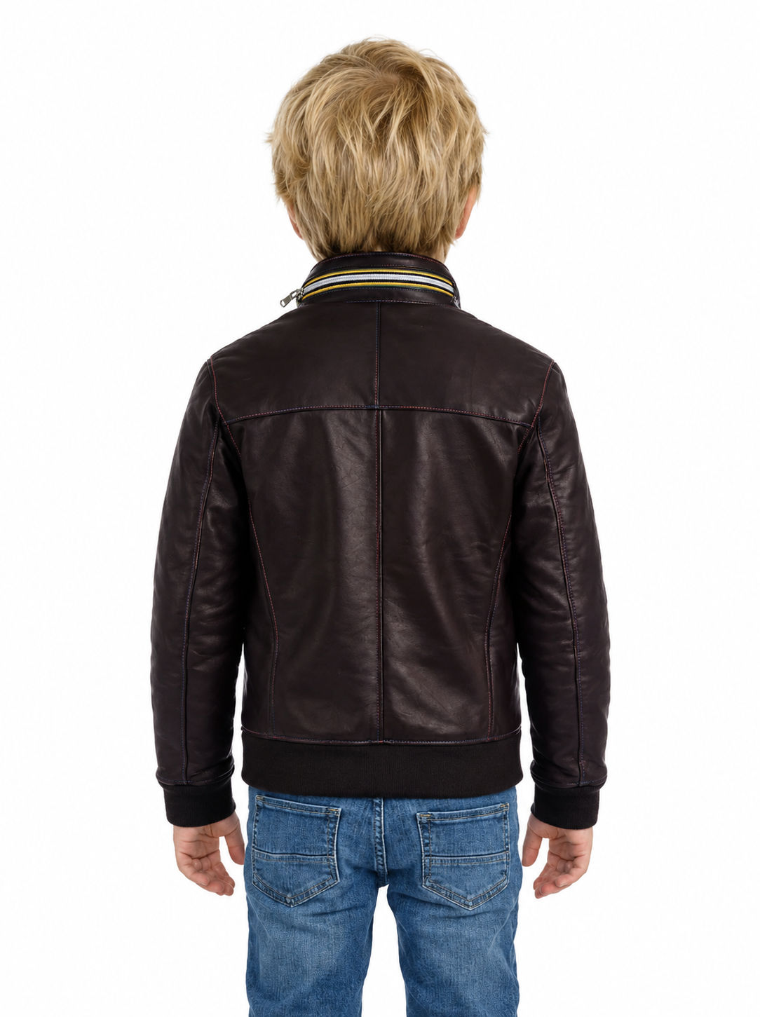 Bomber Gold Bunn testa di moro in vera pelle con zip bambino