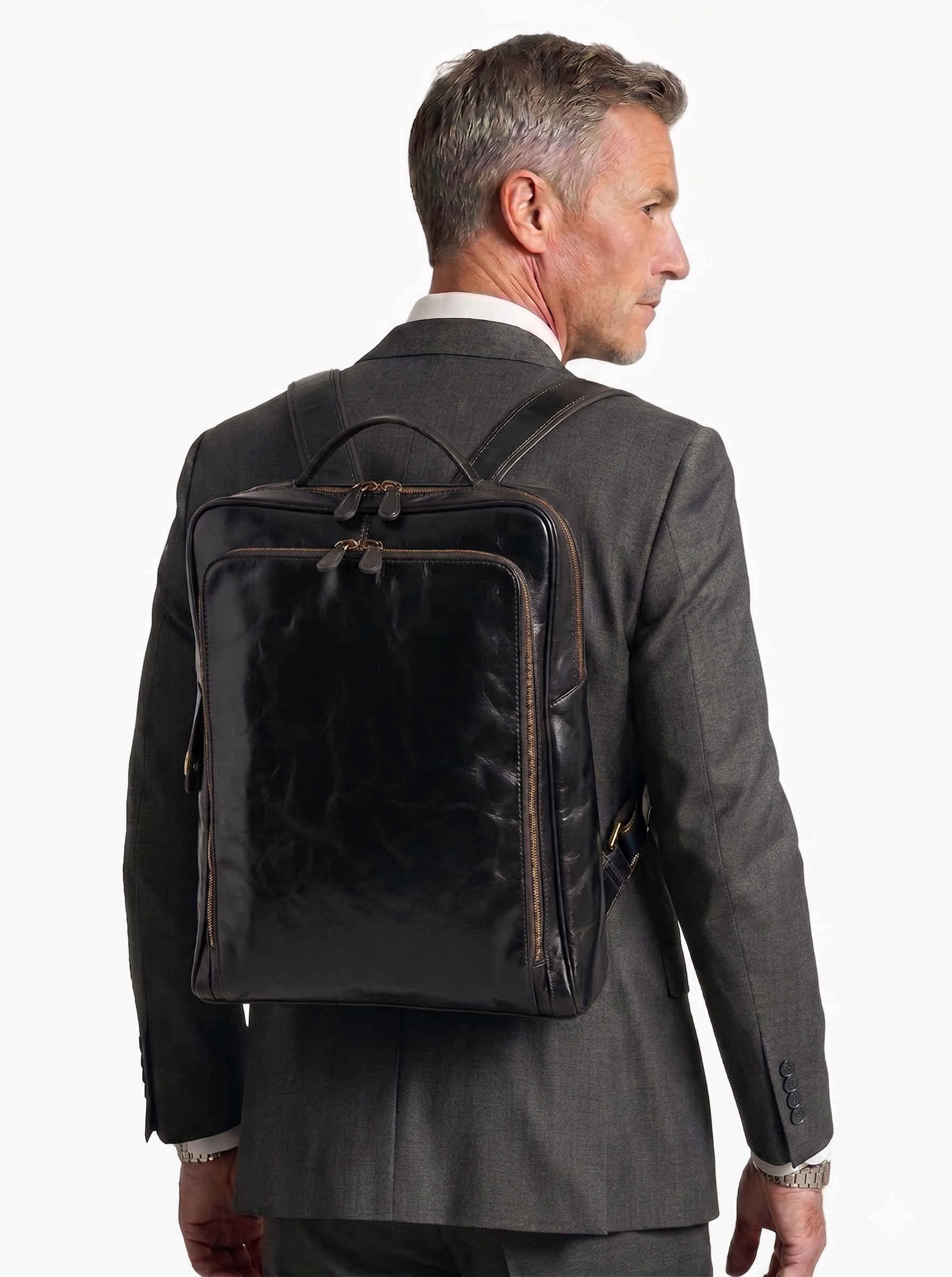 Zaino nero in pelle uomo brd