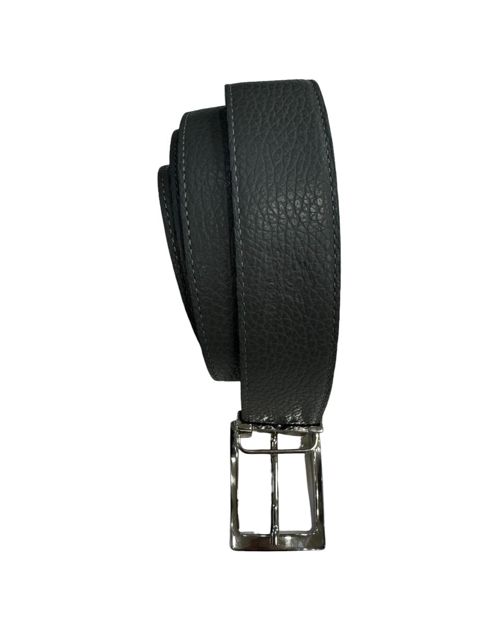 Cintura in vera pelle double face nero grigio