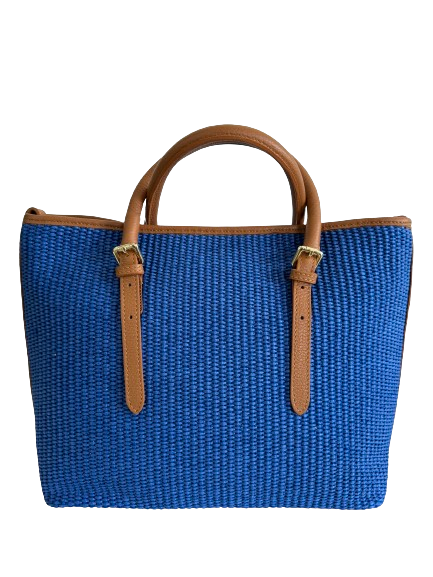 Borsa in vimini cobalto e marrone 9
