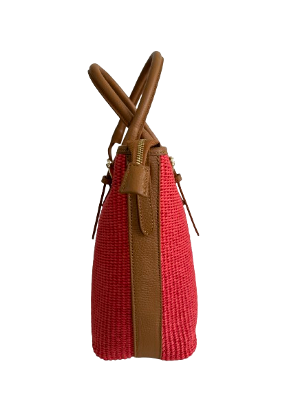 Borsa in vimini corallo e marrone 15