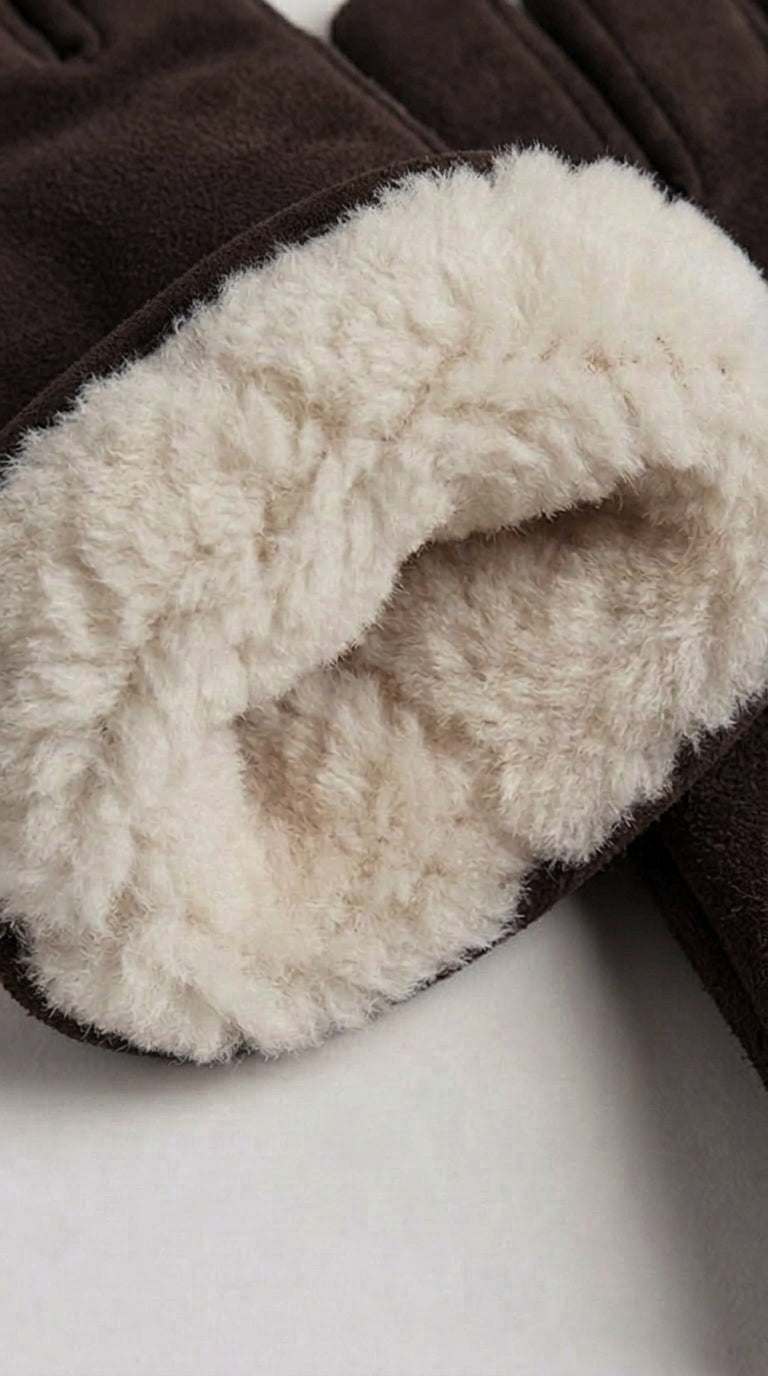 Guanto in vera pelle da uomo 3 stripes testa di moro scamosciato foderato montone
