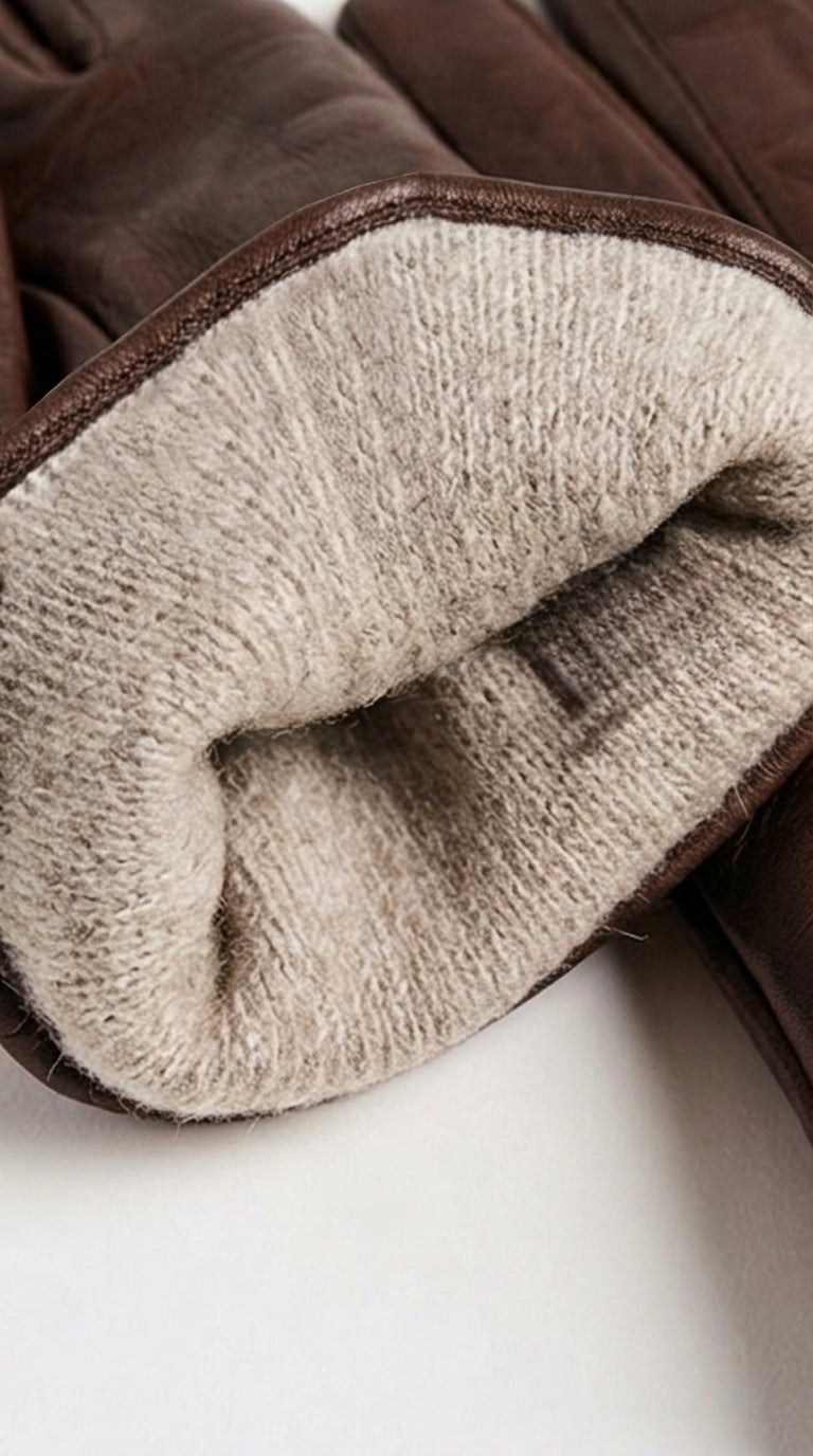 Guanto in vera pelle da uomo 3 stripes marrone foderato cashmire CAP
