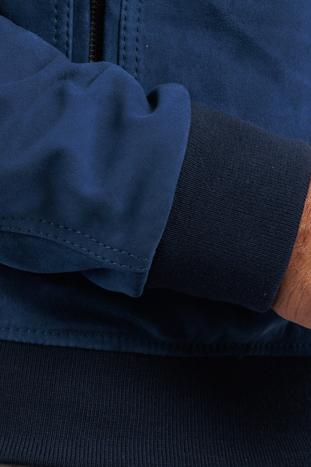 Bomber in camoscio di renna uomo con zip NUV blu