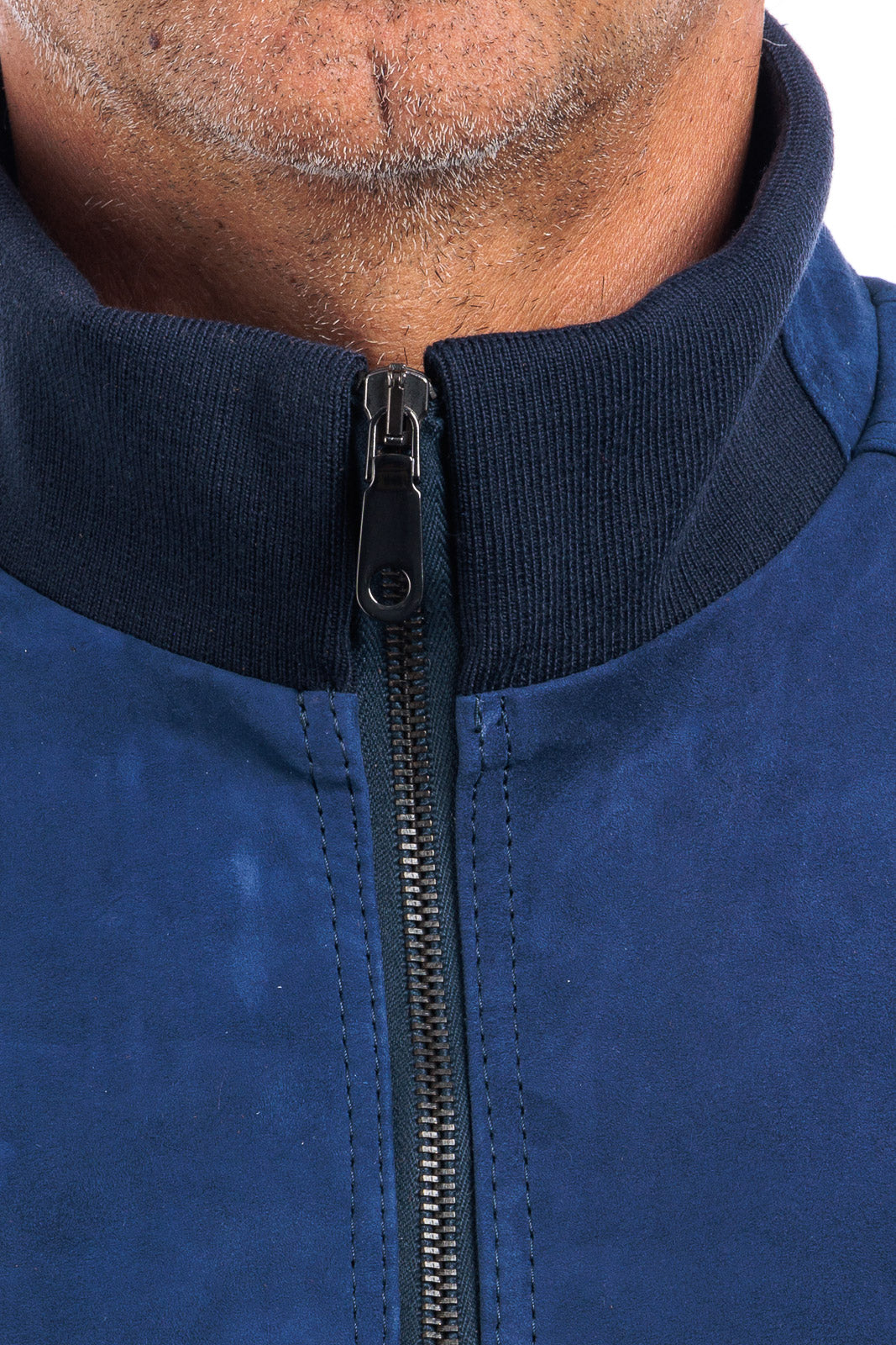 Bomber in camoscio di renna uomo con zip NUV blu