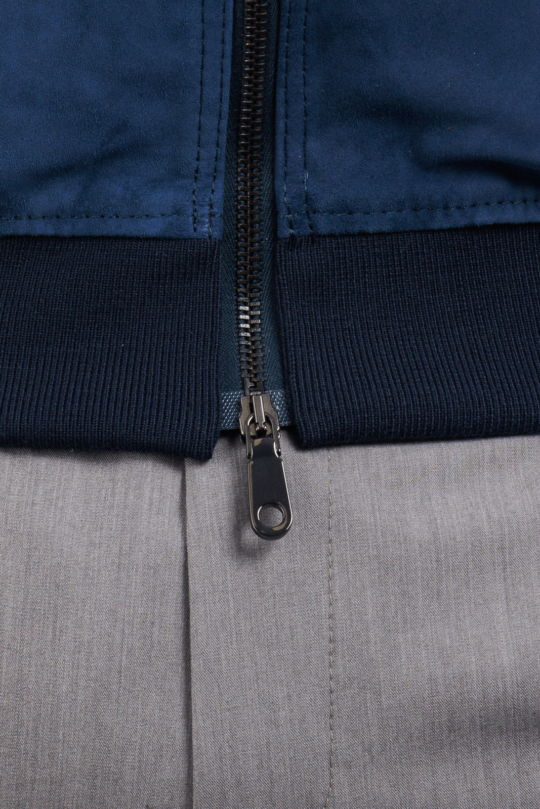 Bomber in camoscio di renna uomo con zip NUV blu