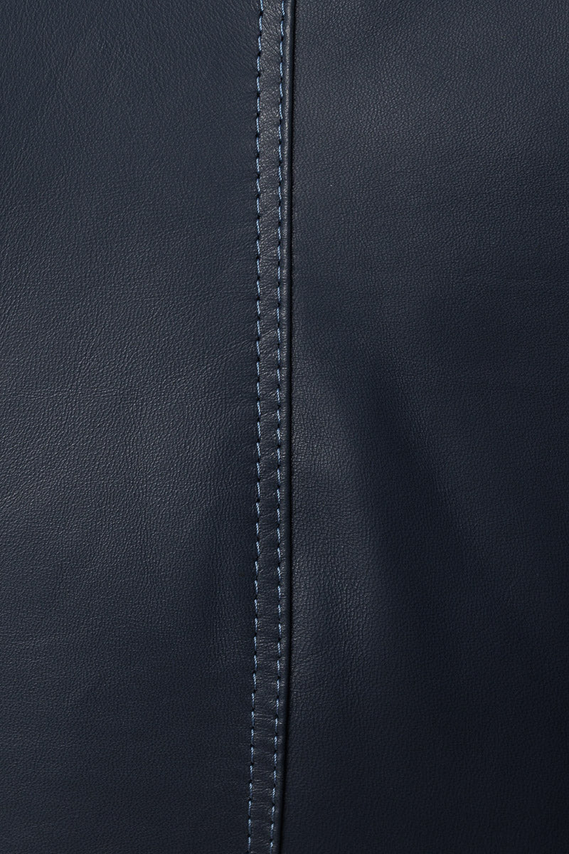 Bomber in pelle con zip POLO blu