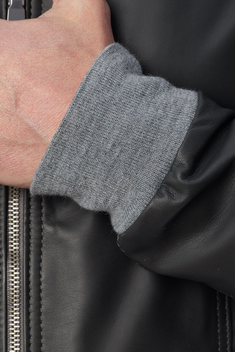 Bomber in pelle con zip POLO grigio