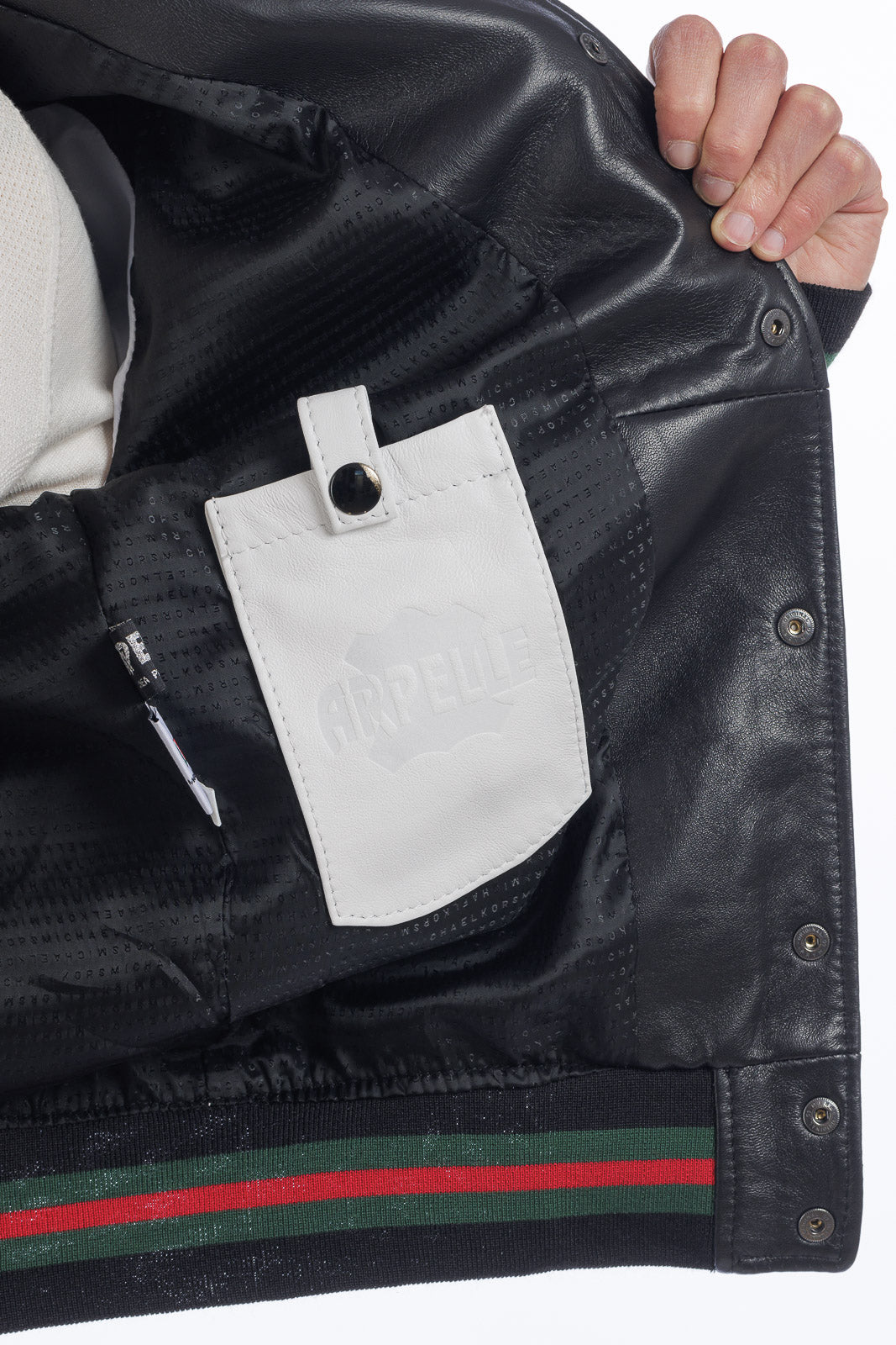 Bomber in pelle varsity college nero